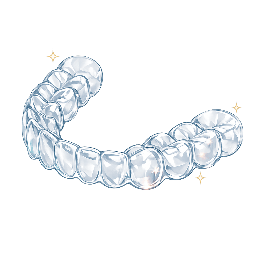 Ilustración de alineadores dentales transparentes